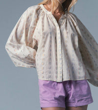 THE SHIRT Women's The Minka Shirt in lurex hearts - women's blouse - detail view