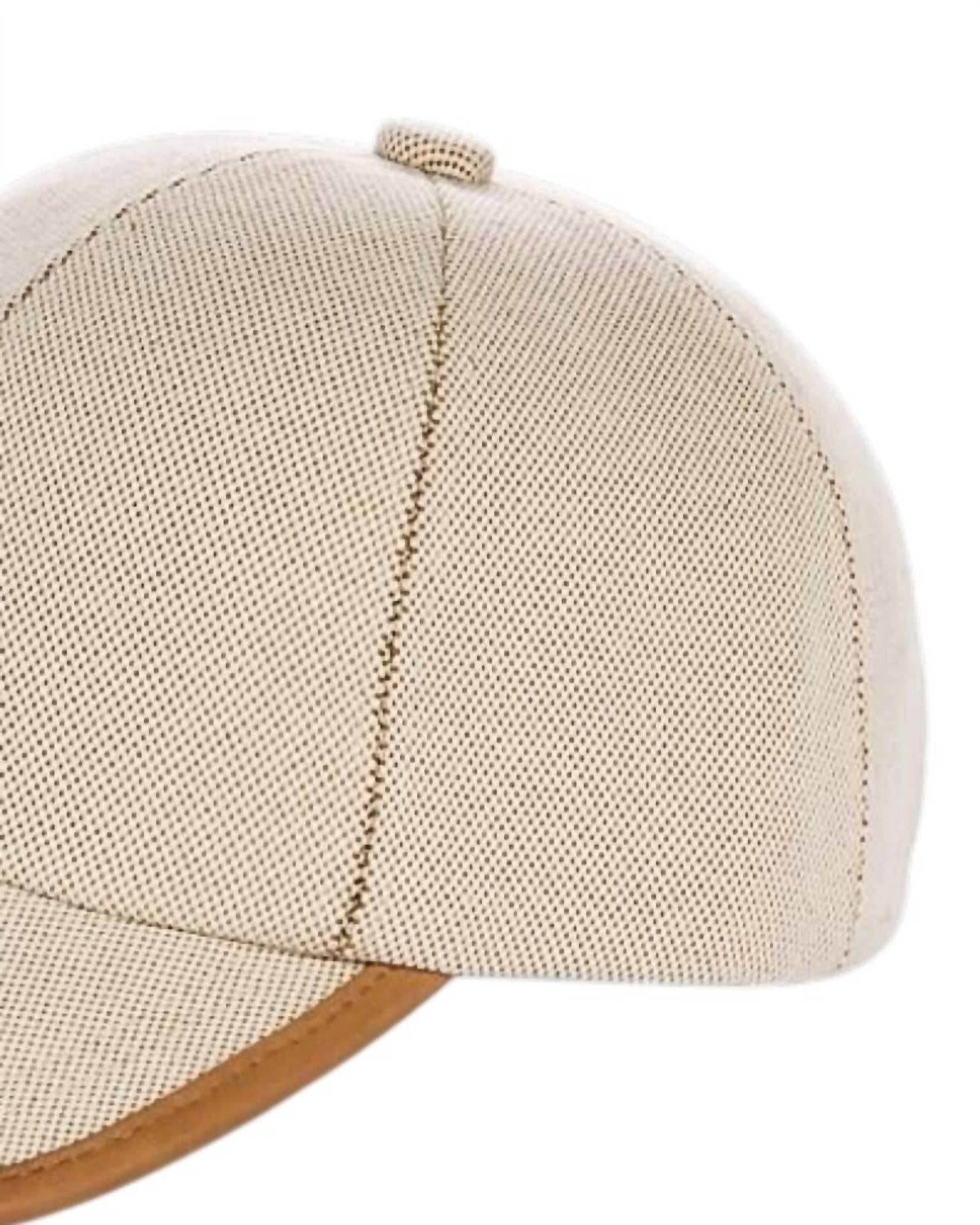 Vince Unisex Leather Trim Baseball Cap in beige - women's hat - alternate view