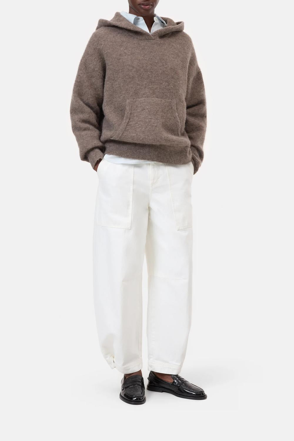 CLOSED Alpaca Wool Mix Hoodie in clay beige - women's top - alternate view