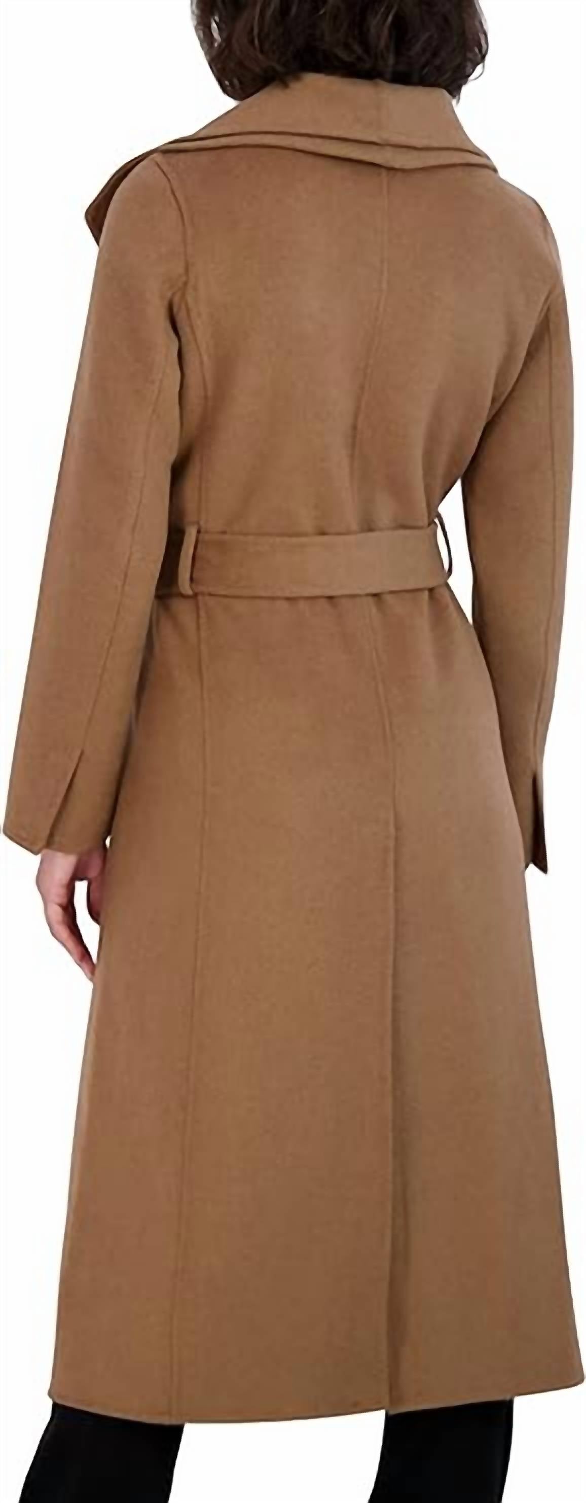 Tahari - Women's Maxi Double Face Belted Wool Blend Wrap Coat