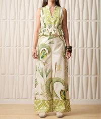 Aylaya Curaçao Peplum Top in palm forest - women's shirt