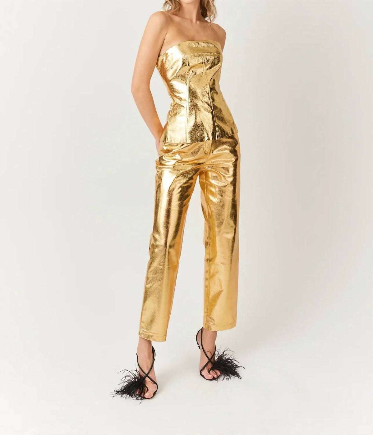 Amylynn - Metallic Leather Tube Top