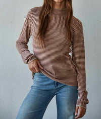 By Together - Knit Sweater Striped Mock Neck Top