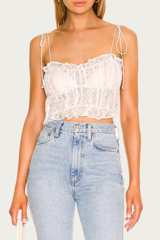 JULES RUFFLED LACE CROP TOP