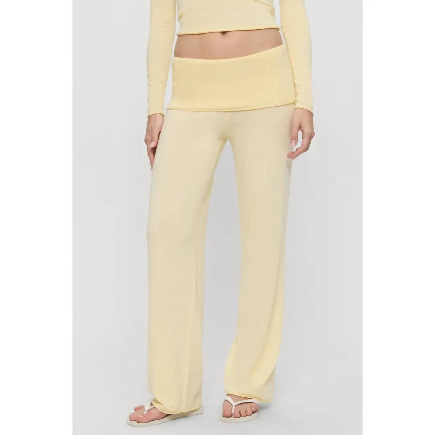 Frankies Bikinis Storm Knit Pants in buttercream - women's pants