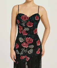 Mac Duggal - Floral Embroidered Fringe Gown