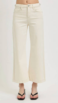 Risen - High Rise Tummy Control Crop Wide Adjustable Waistband Jeans
