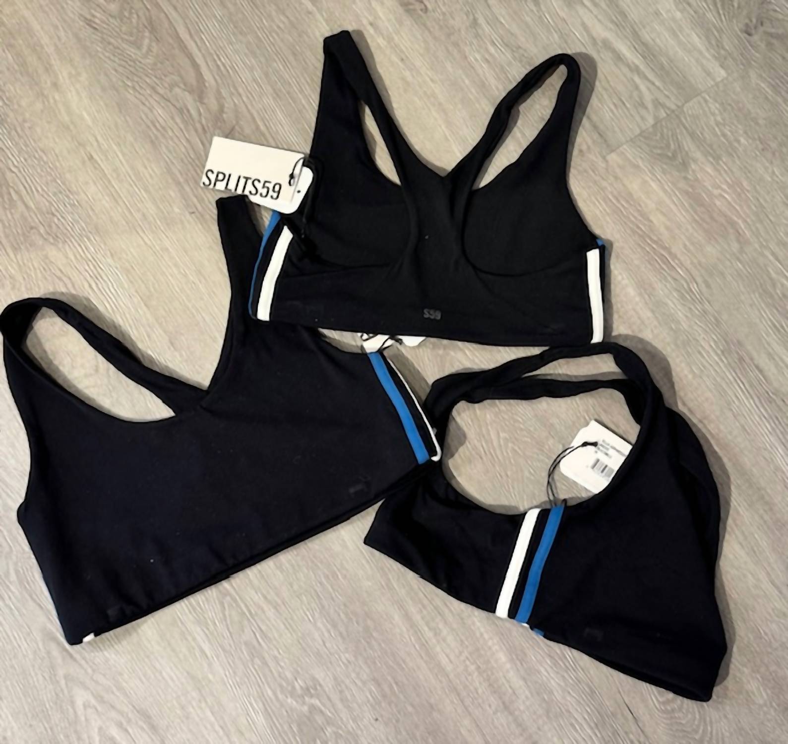 SPLITS59 WOMEN'S ELLA AIRWEIGHT BRA in blk steel blue - women's intimate