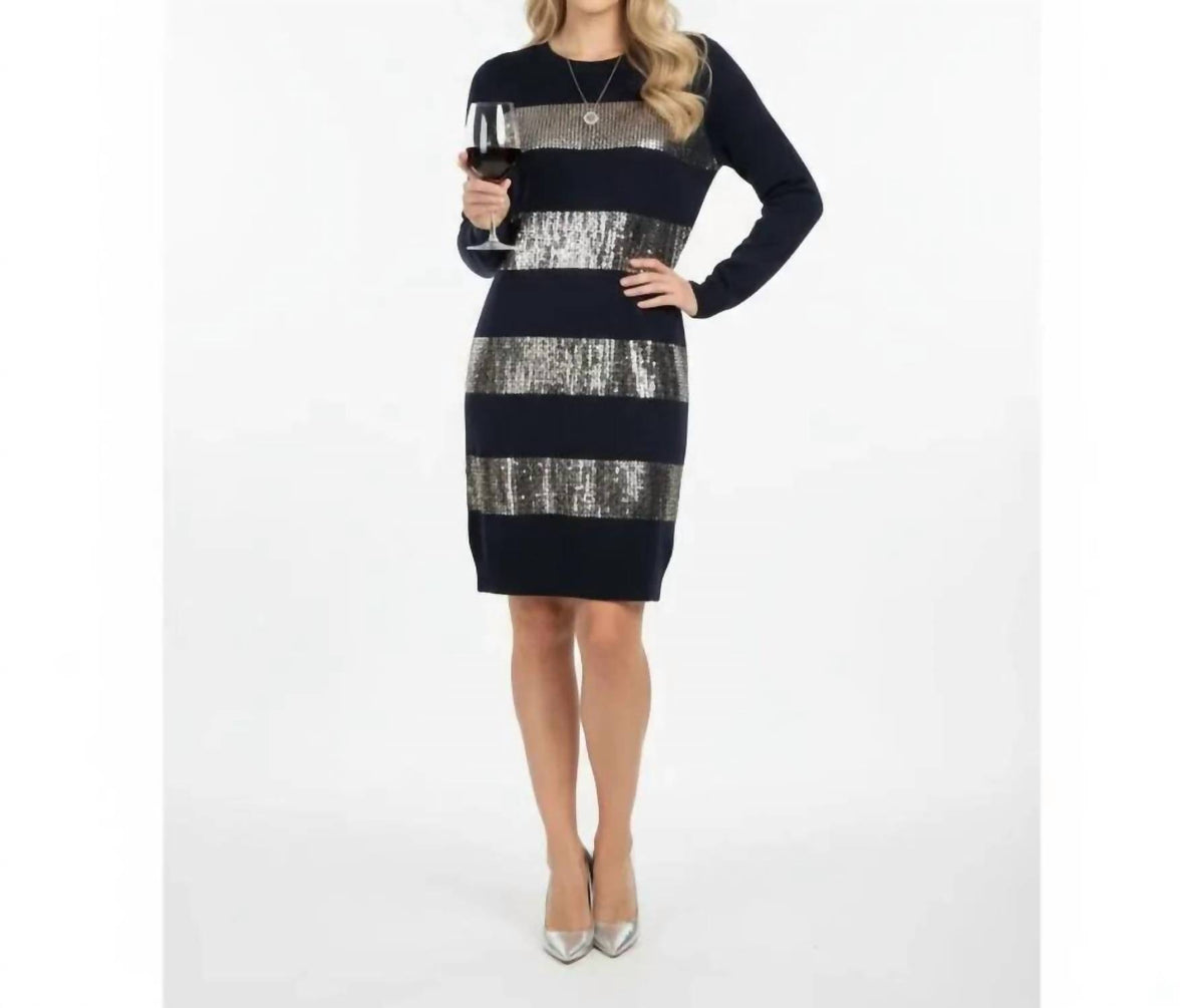 Tommy Hilfiger - Sequins Stripe Long Sleeve Mini Dress
