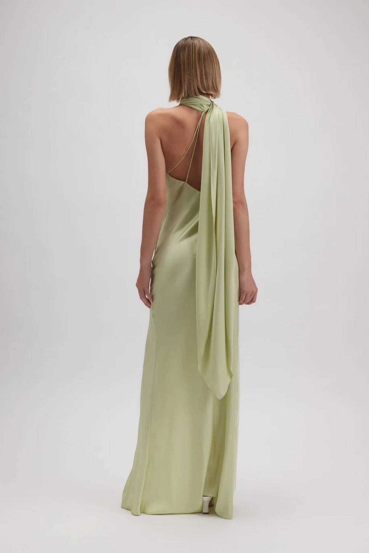 Fore Collection - Asymmetric Halter Drape Scarf Maxi Dress