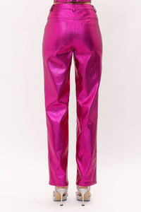 Sofie the Label Kiki Straight Leg Pant in fuchsia - women's pants - detail view