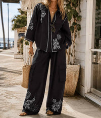 Little Secret Of Mine - Embroidered Wide Leg Pant Set