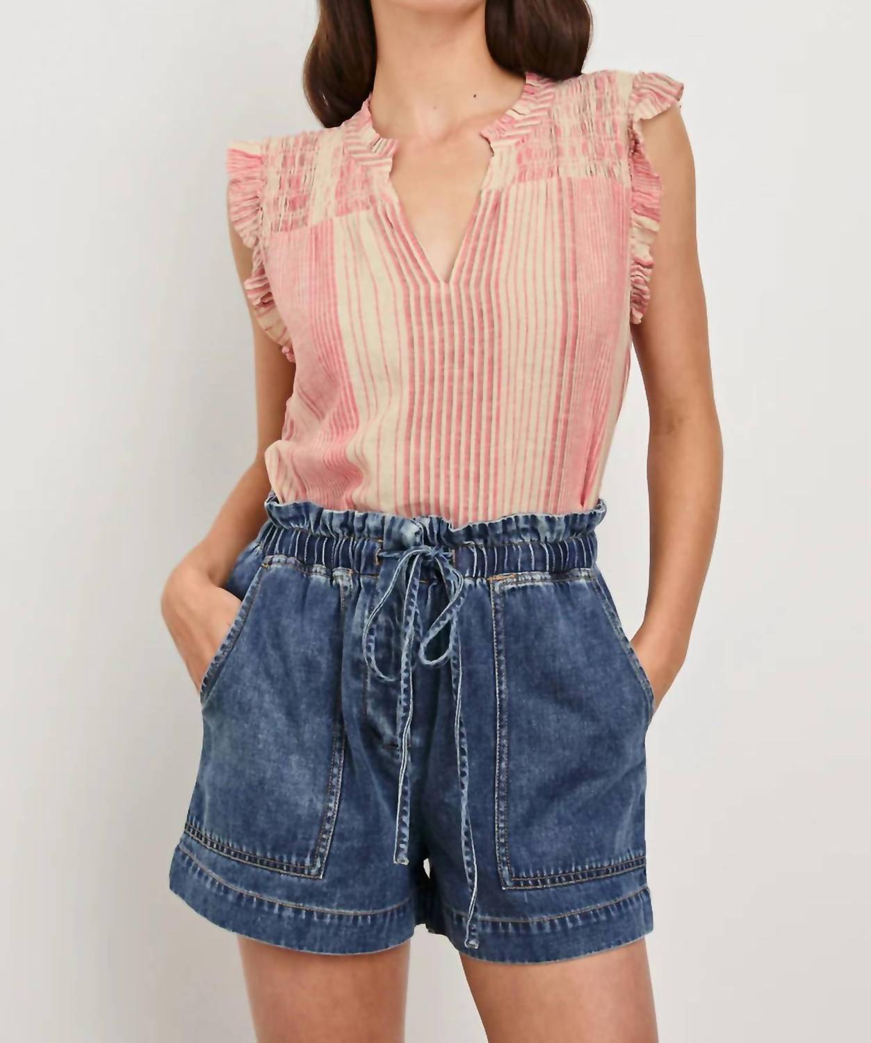 Rails Arlene Ruffled Top in salerno stripe - women's blouse - alternate view