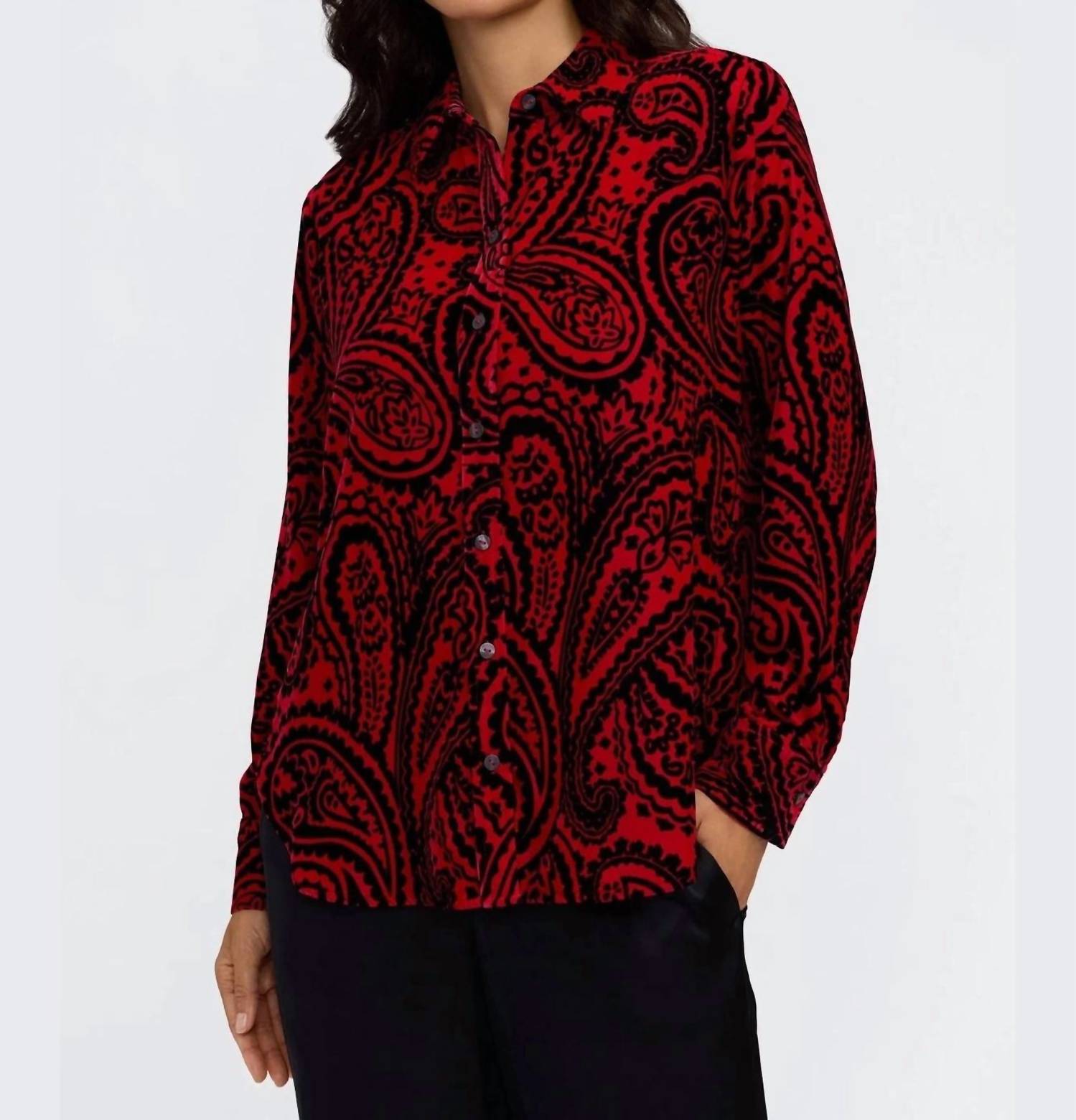 Foxcroft - Meghan Velvet Paisley Shirt