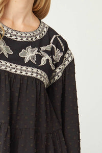 Entro - Embroidered Swiss Dot Blouse