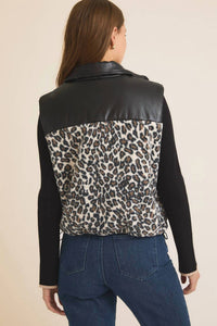 Gilli - Mock Neck Fleece & Pleather Mix Puffer Vest