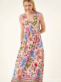 Charlie B - Printed Viscose Dress With Smocking at Waist