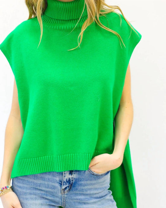 Karlie - Solid Sleeveless Turtleneck Sweater