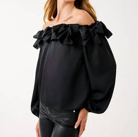 Lilly Pulitzer Analea Off The Shoulder Top in noir - women's blouse - detail view