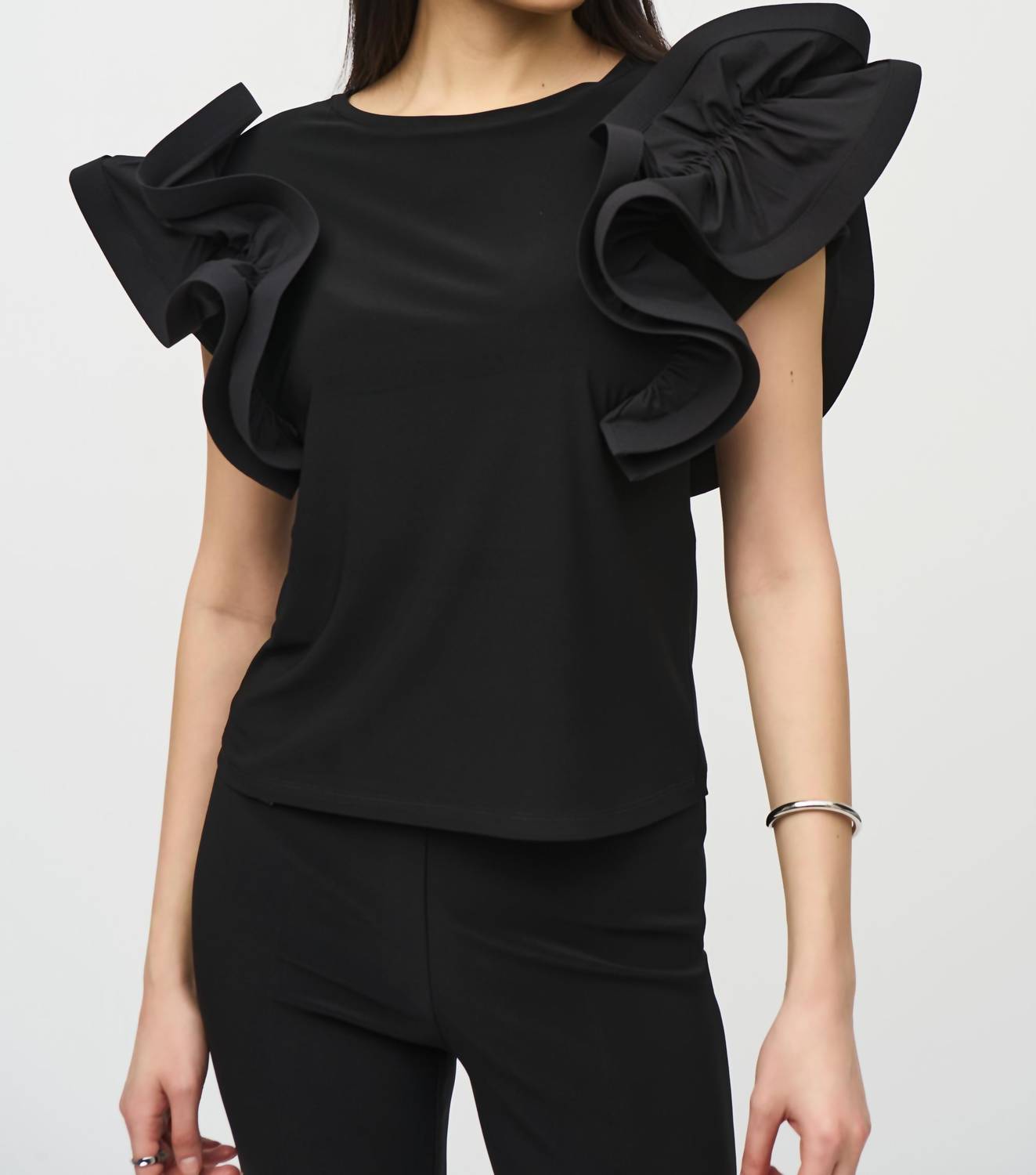 Joseph Ribkoff - Ruffled Crew Neck Top