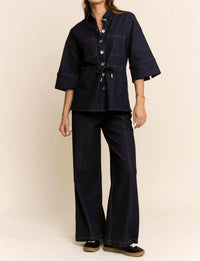 Davi & Dani - Denim Shirt Relaxed Pant Set