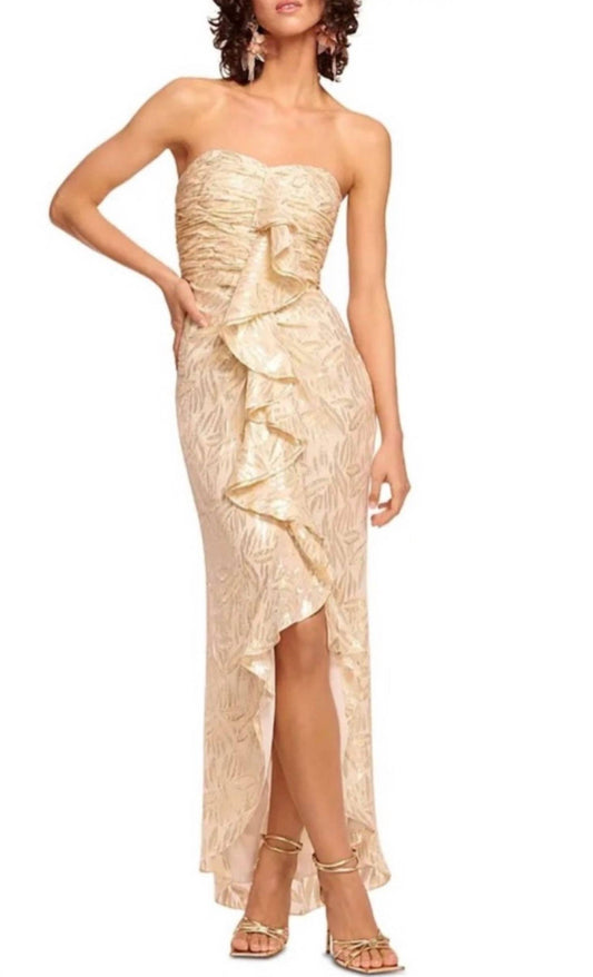 Ramy Brook - Ruffled Metallic Silk Strapless Dress