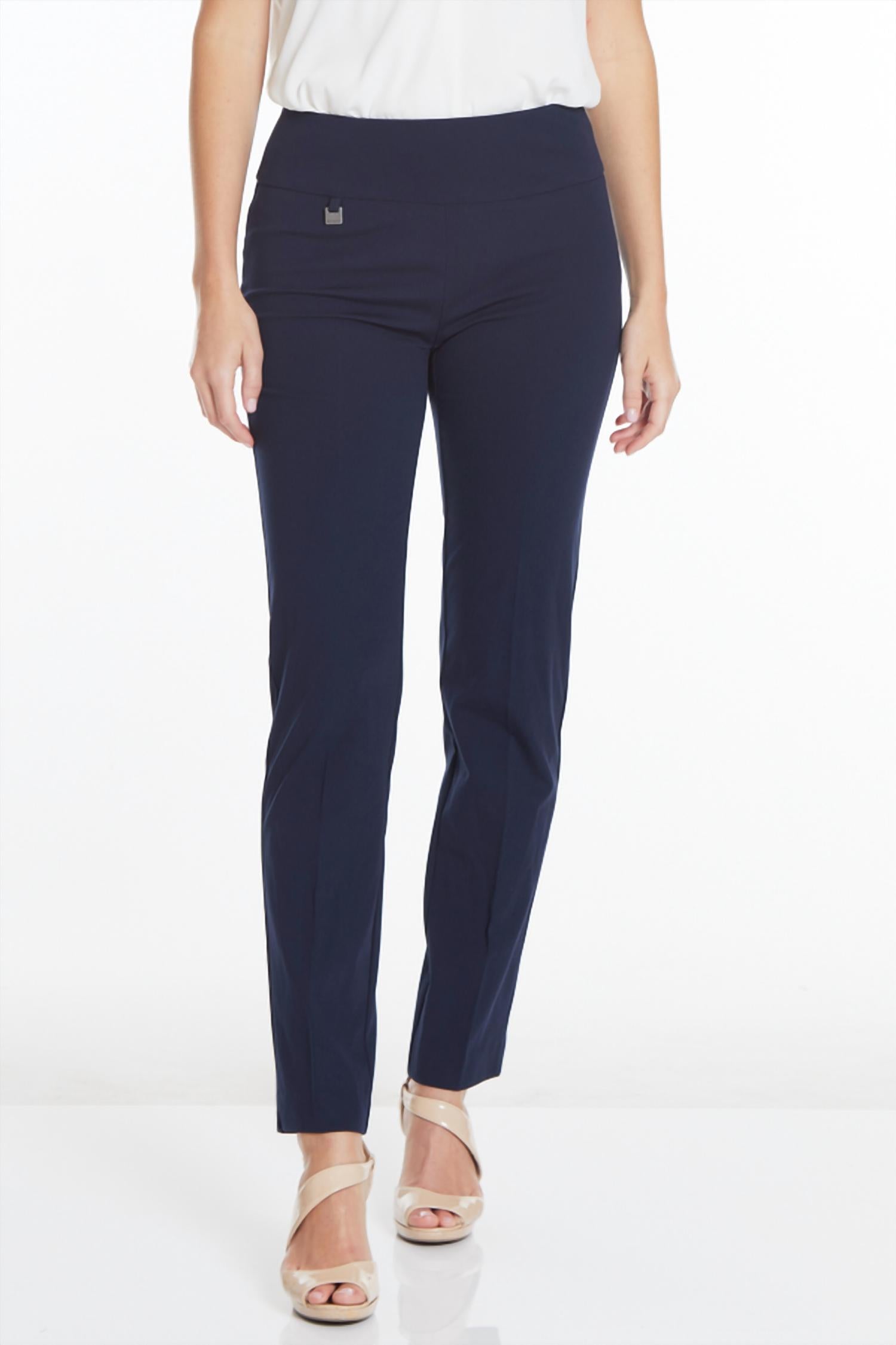 Slimsation By Multiples - Wide Band Elastic Waist Ankle Pants