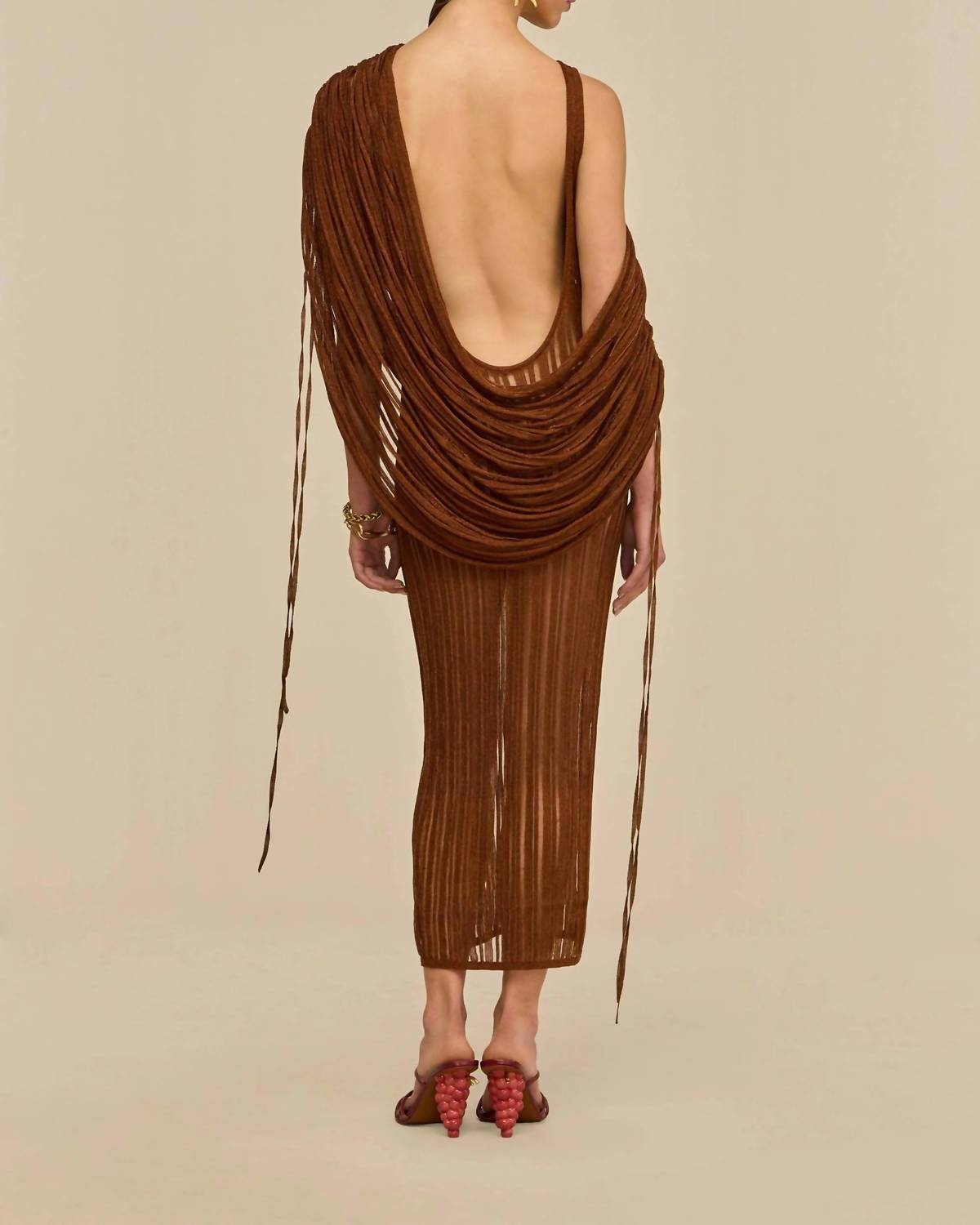 cult gaia Kaya Knit Dress in saddle - women's dress - detail view