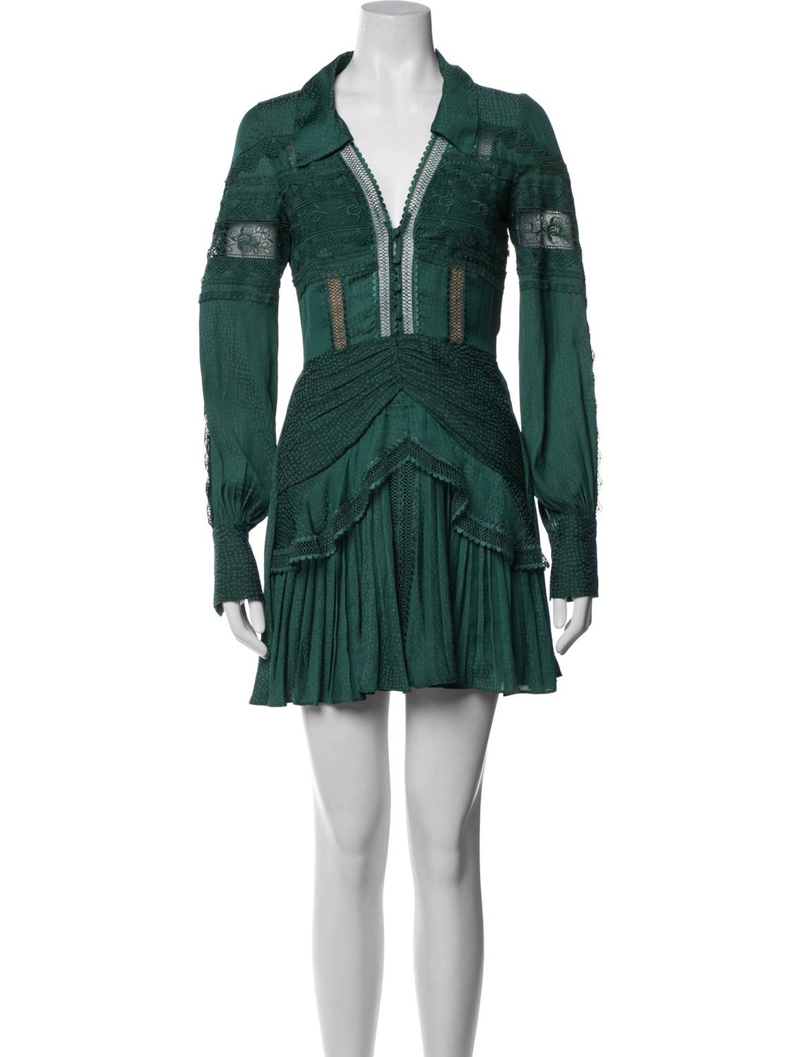 Self-Portrait - Pre-loved Lace Trim Shirt Dress
