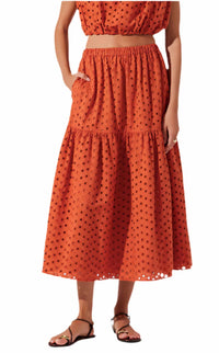 Astr - Nalley Eyelet Midi Skirt
