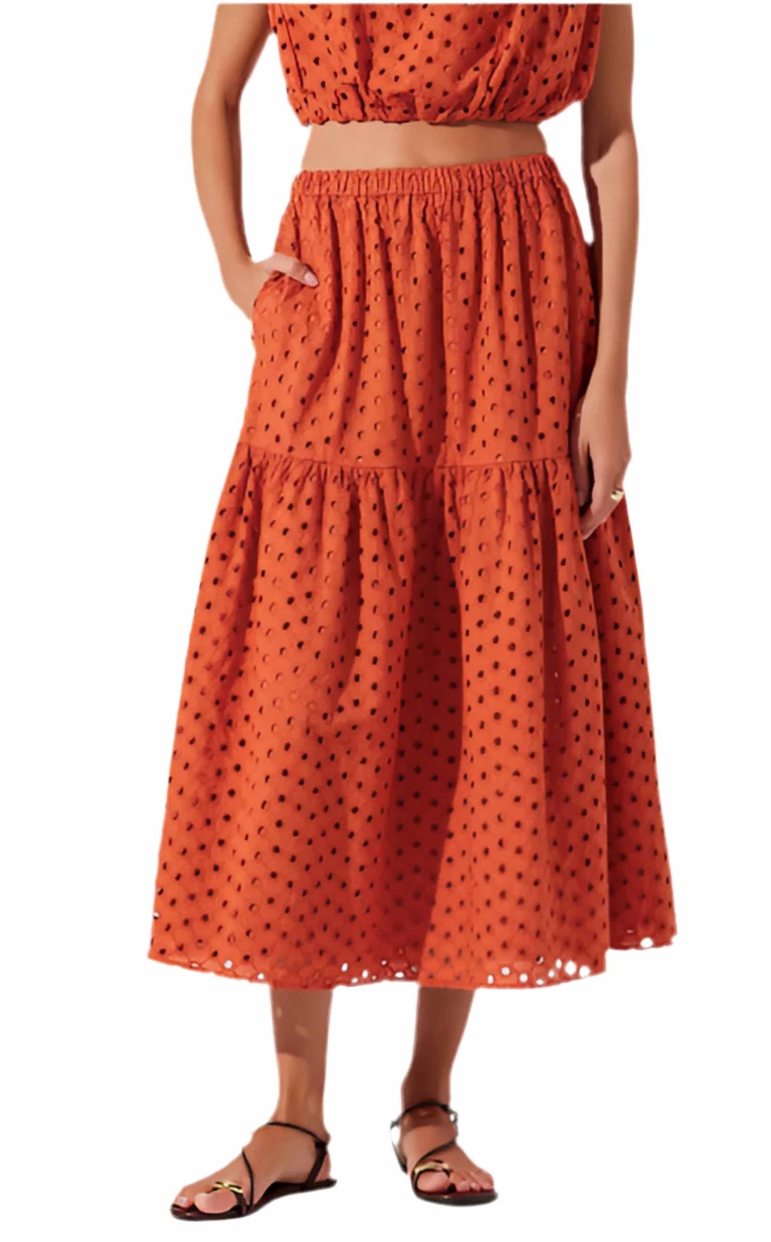 Astr - Nalley Eyelet Midi Skirt