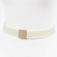 3Am By H&D Accessories - Women's Faux Pearl Elastic Belt