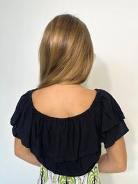 SKEMO Girls' Dominica Top in black - kids' blouse - detail view