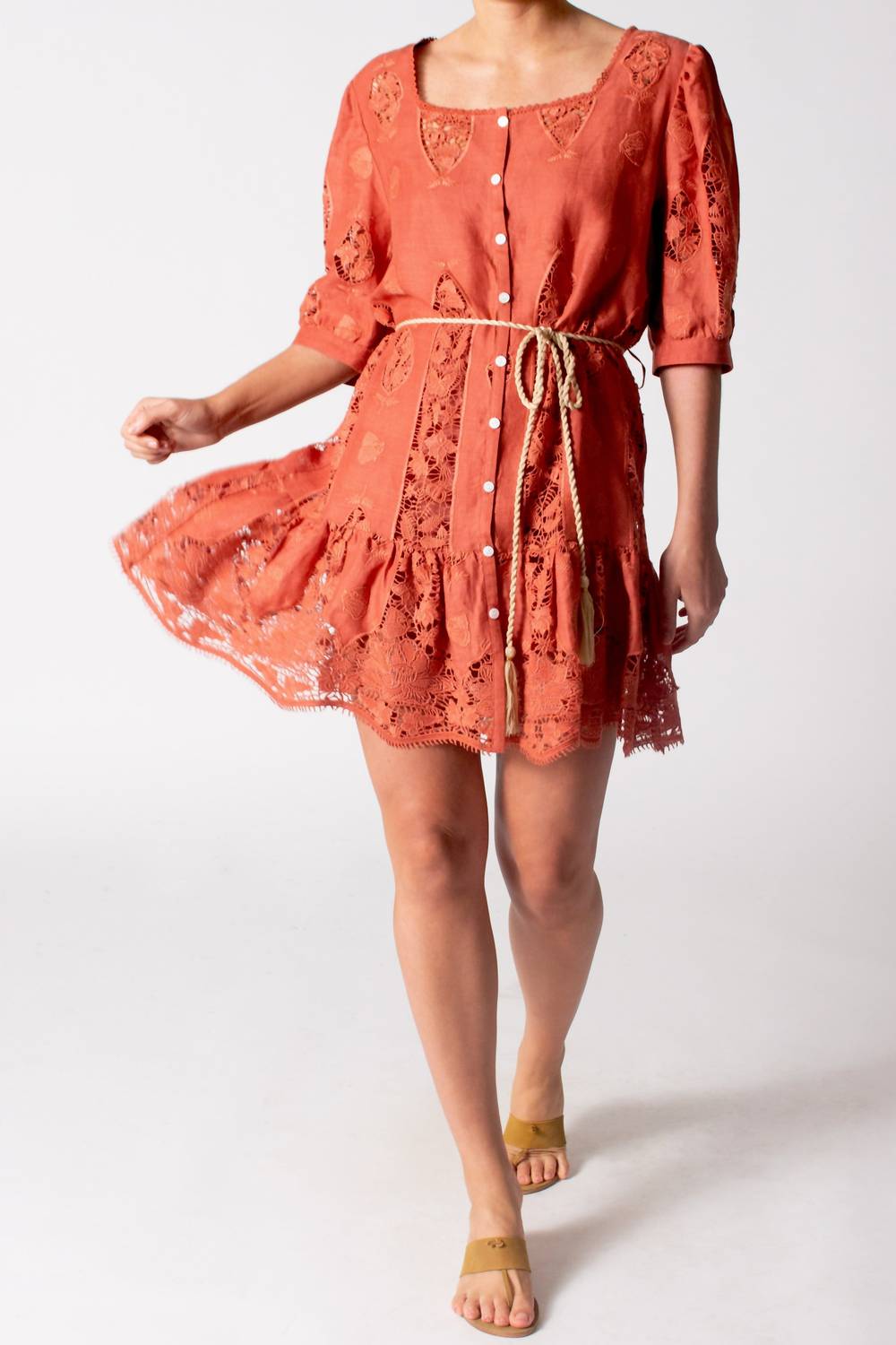 Miguelina - Dixie Lotus Embroidery Mini Dress