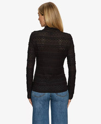 Sanctuary High Crew Lace Tee Top in black - women's long sleeve top - alternate view
