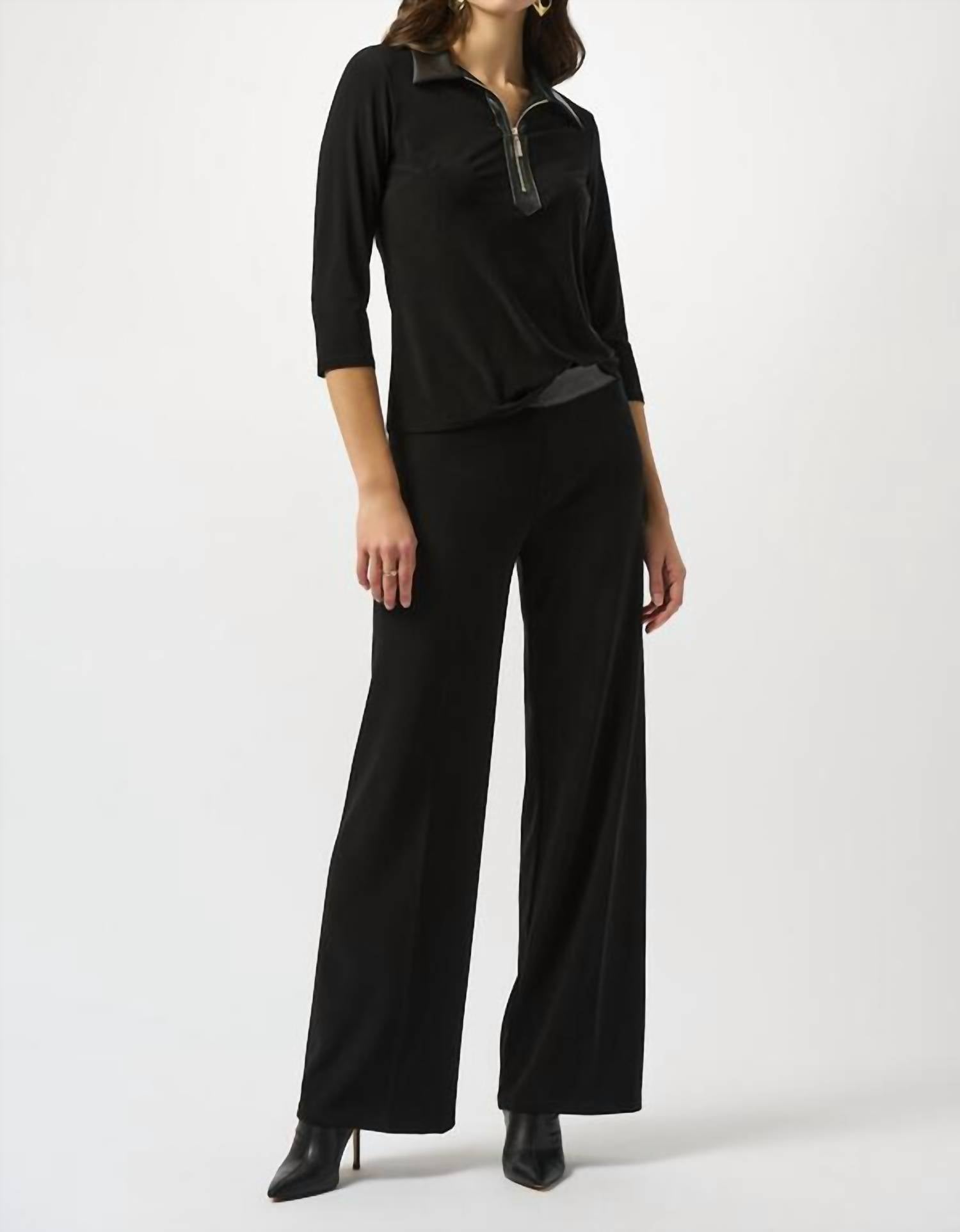 Joseph Ribkoff - Women's Zip Front Faux Collared Top