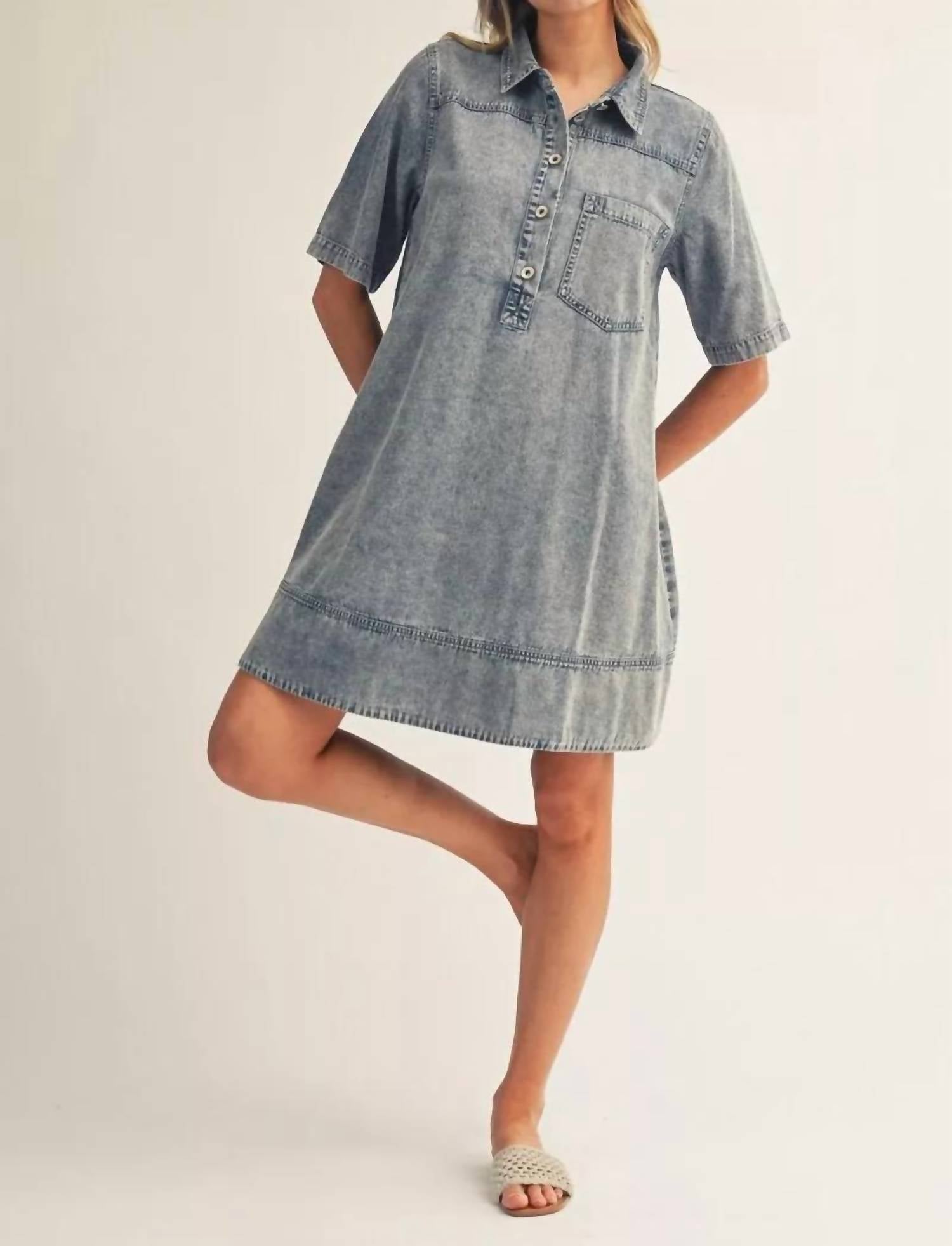 Jodifl - All Of Me Short Sleeves Denim Dress