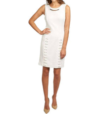 Joseph Ribkoff Lace Up Dress in ivory - women's dress