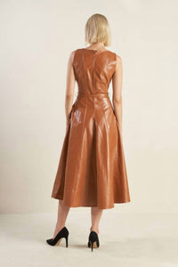 Flying Tomato - Faux Leather Midi Dress