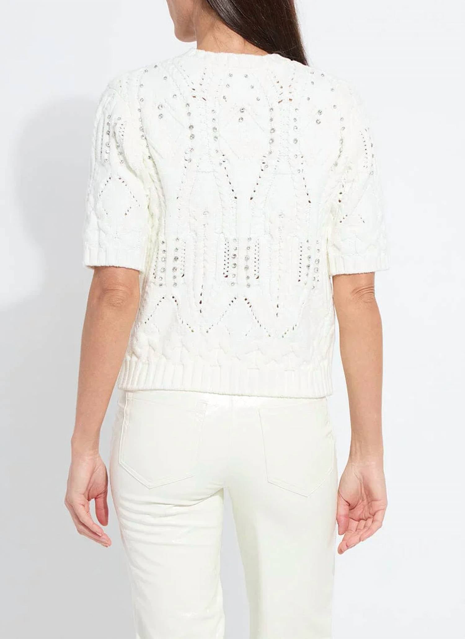 Lysse - Hadley Cozy Short Sleeve Embellished Cable Sweater