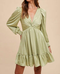 Anniewear - Front Twisted Satin Mini Dress