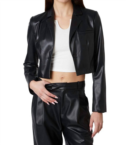 Nia - CROPPED VEGAN LEATHER BLAZER