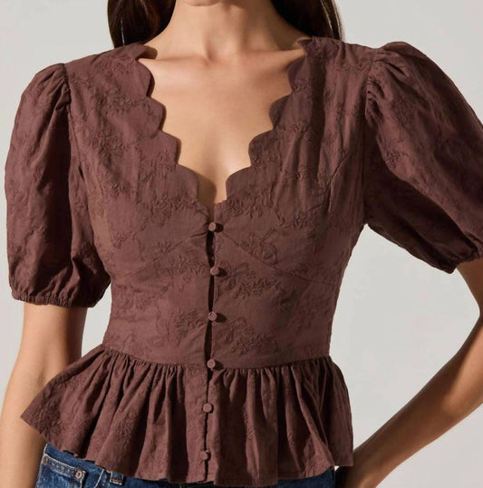 Astr - Arely Scalloped V-neck Peplum Top