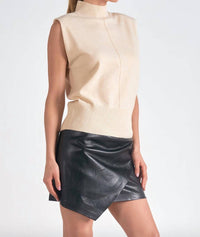 ELAN Sleevleess Sweater Mock Tank in off white - women's sweater - detail view