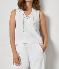 Lilla P - Sleeveless Collared Top