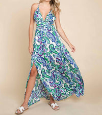 Rolypoly - Deep V Neck Boho Maxi Dress