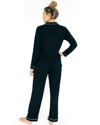 Kindred Bravely Clea Bamboo Classic Long Sleeve Maternity & Nursing Pajama Set in black - women's sleepwear - alternate view