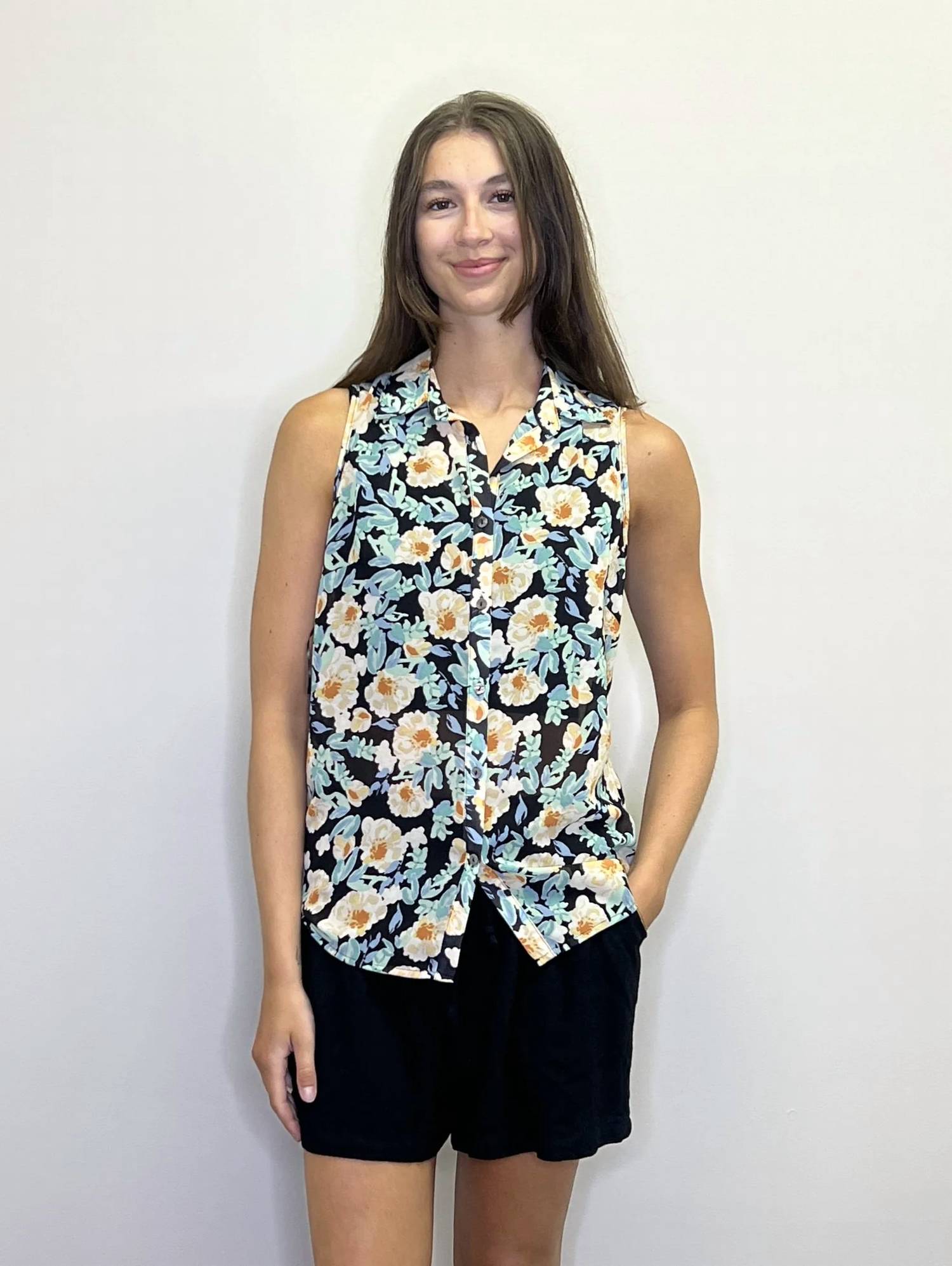 Papillon - Georgette Floral Collar Button Front Blouse