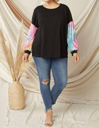 Entro - Solid Waffle Top With Sequin Sleeves - Plus