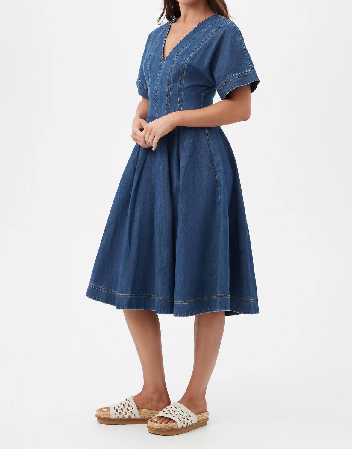 Trina Turk Ashe Midi Dress in indigo - women's dress - alternate view